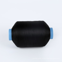 dope dyed black  DTY polyester Textured twist yarn for woven label